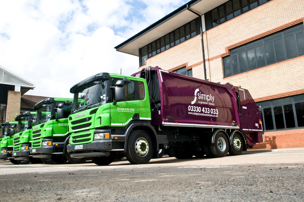 Simply Waste HGVs all lined up