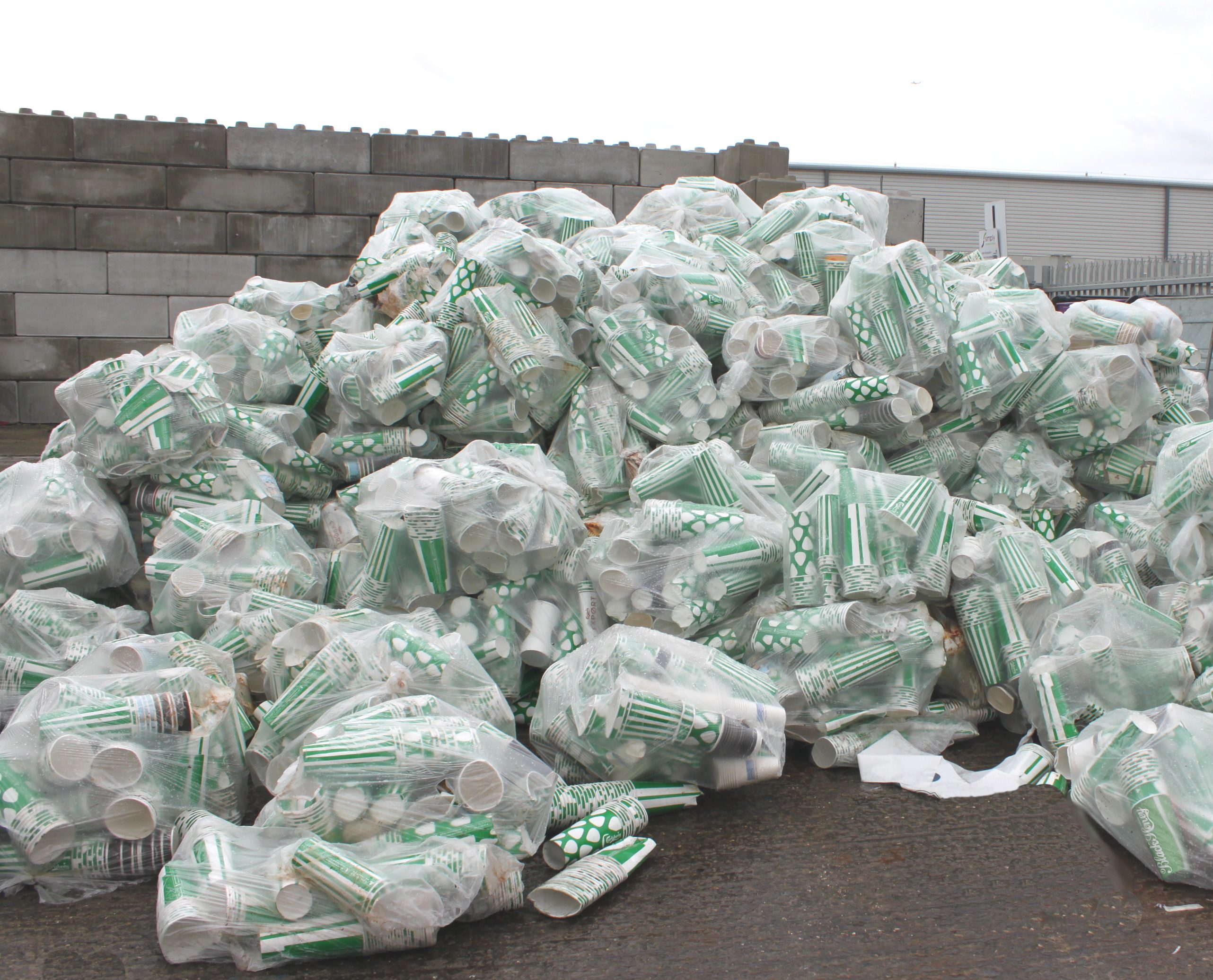 Paper cups in west london depot before baling