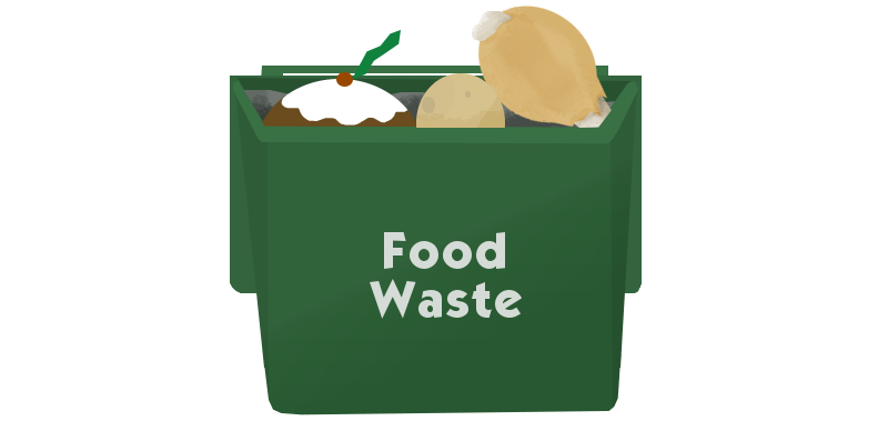 cartoon of food waste in caddy