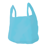 cartoon of single-use plastic carrier bag